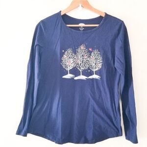 Holiday Time long sleeve Tshirt w/ cardinals blue